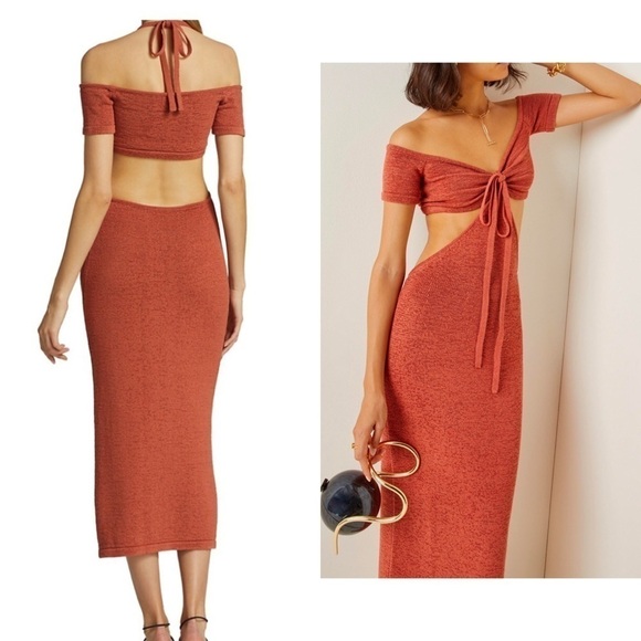 Cult Gaia Alicia Cutout Cotton-Blend Knit Off-The-Shoulder Midi Dress - Picture 4 of 14